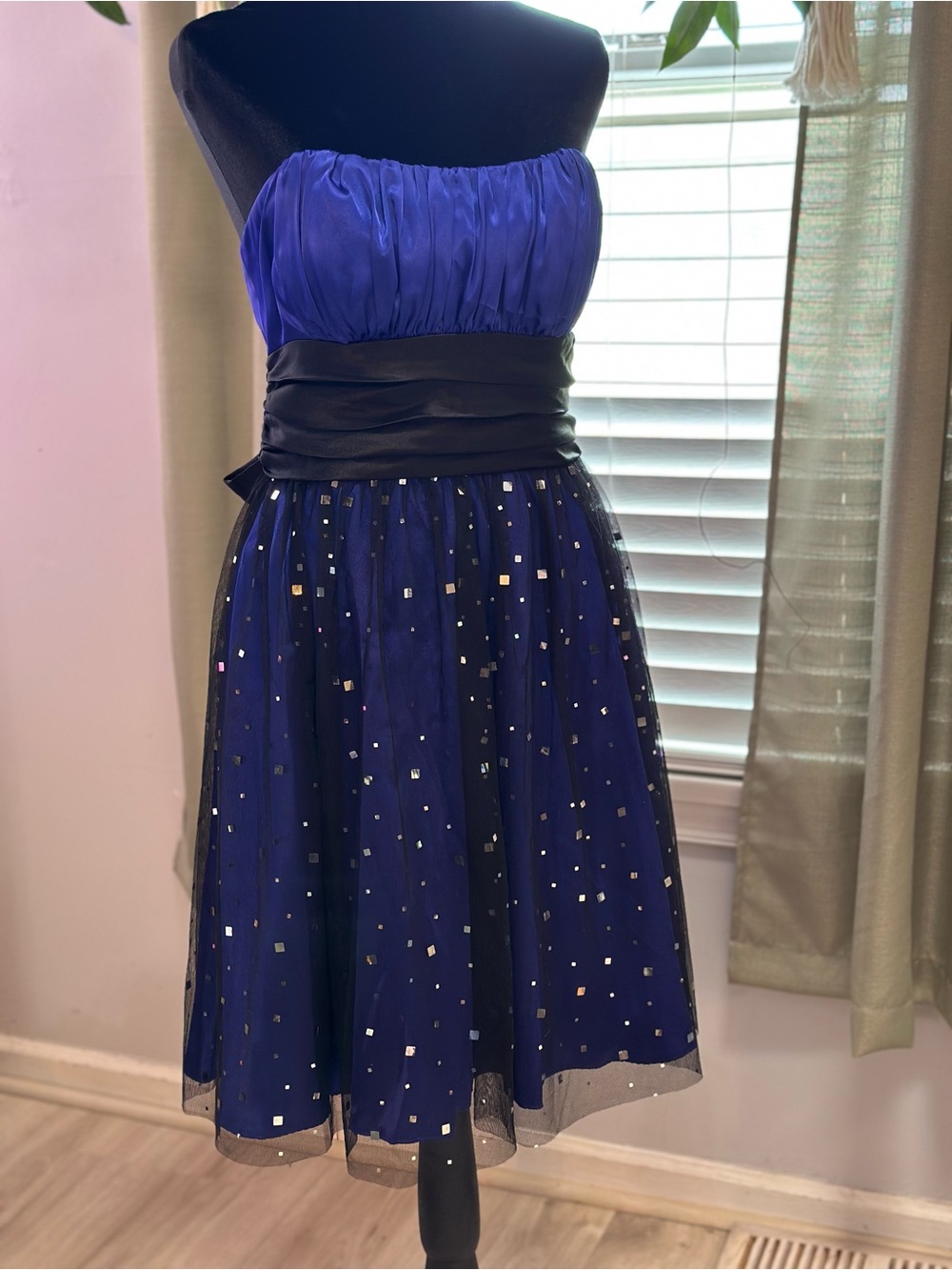 Blondie Nites 2009 Y2K Strapless Blue Black Homecoming Party Dress